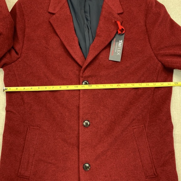 Tommy Hilfiger Mens Addison Maroon Single Breasted Wool Blend Overcoat Size 44R - Picture 9 of 13